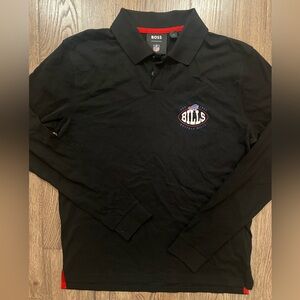 Hugo Boss X NFL Men's Black Long Sleeve Polo Shirt US M Buffalo Bills NWOT